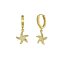 Pendientes plata de aro con baño oro colgantes en forma de estrella mar con circonitas
